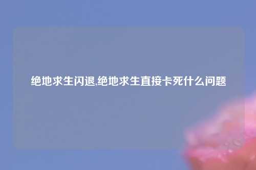 绝地求生闪退,绝地求生直接卡死什么问题