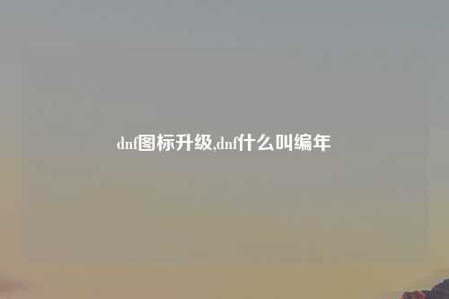 dnf图标升级,dnf什么叫编年