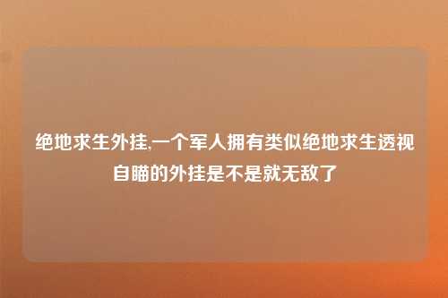 绝地求生外挂,一个军人拥有类似绝地求生透视自瞄的外挂是不是就无敌了