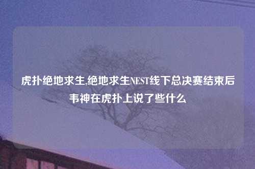 虎扑绝地求生,绝地求生NEST线下总决赛结束后韦神在虎扑上说了些什么