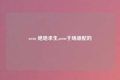 awm 绝地求生,awm于炀谁配的