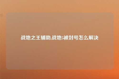 战地之王辅助,战地5被封号怎么解决