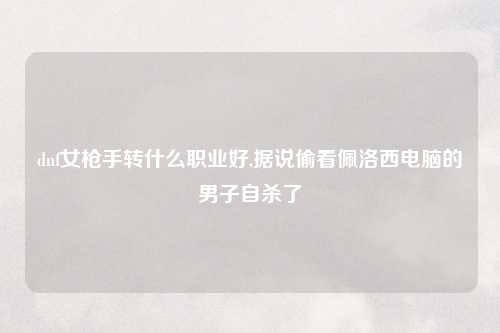 dnf女枪手转什么职业好,据说偷看佩洛西电脑的男子自杀了