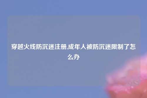 穿越火线防沉迷注册,成年人被防沉迷限制了怎么办