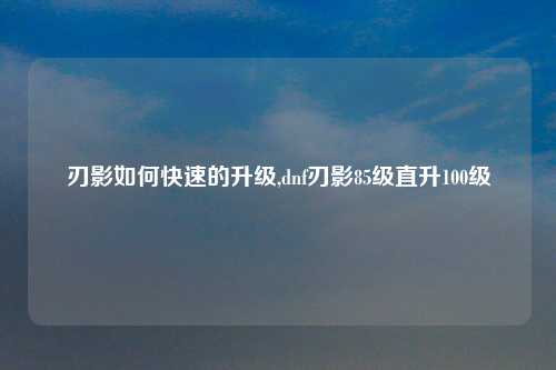 刃影如何快速的升级,dnf刃影85级直升100级