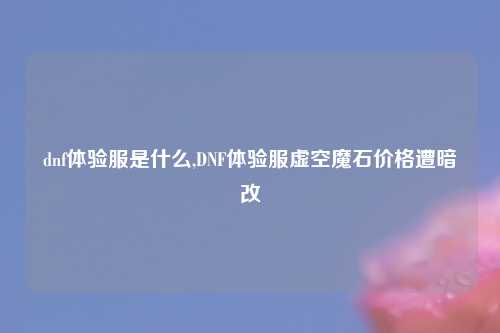 dnf体验服是什么,DNF体验服虚空魔石价格遭暗改