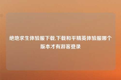 绝地求生体验服下载,下载和平精英体验服哪个版本才有游客登录