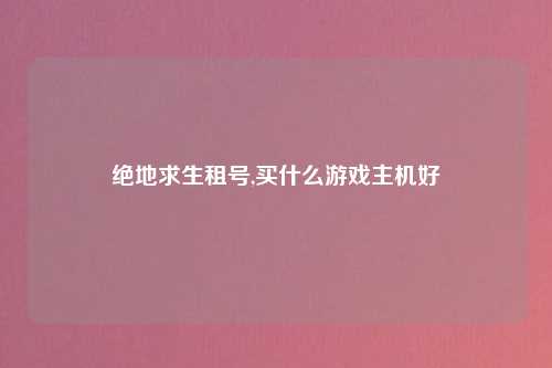 绝地求生租号,买什么游戏主机好