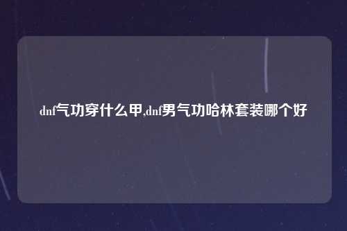 dnf气功穿什么甲,dnf男气功哈林套装哪个好