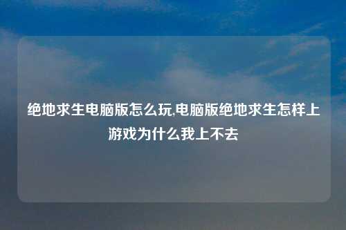 绝地求生电脑版怎么玩,电脑版绝地求生怎样上游戏为什么我上不去