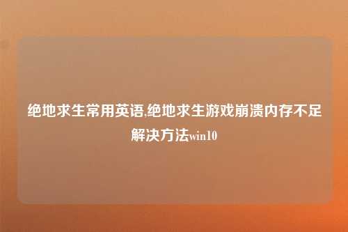 绝地求生常用英语,绝地求生游戏崩溃内存不足解决方法win10