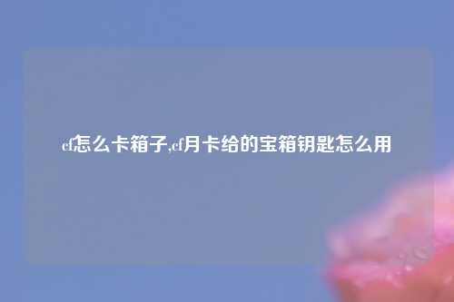 cf怎么卡箱子,cf月卡给的宝箱钥匙怎么用
