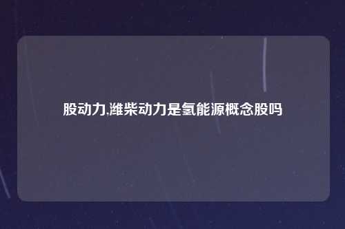 股动力,潍柴动力是氢能源概念股吗