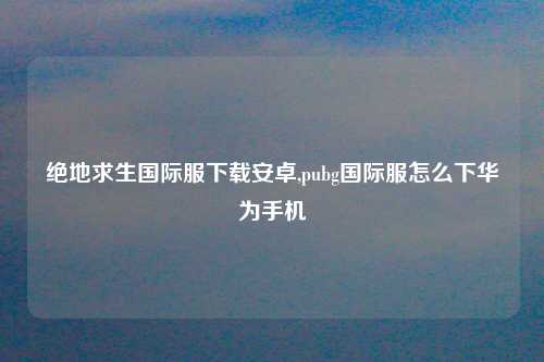 绝地求生国际服下载安卓,pubg国际服怎么下华为手机