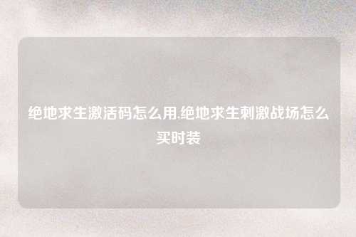 绝地求生激活码怎么用,绝地求生刺激战场怎么买时装