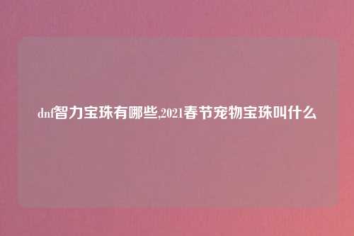 dnf智力宝珠有哪些,2021春节宠物宝珠叫什么