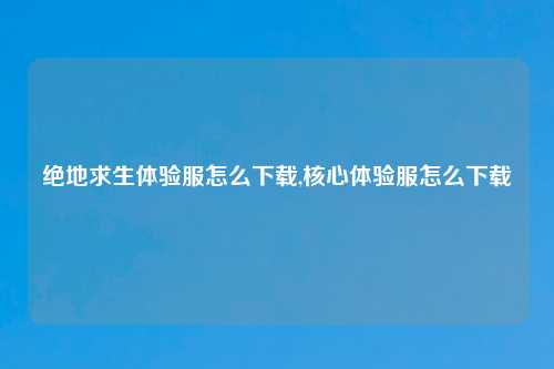 绝地求生体验服怎么下载,核心体验服怎么下载