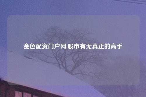 金色配资门户网,股市有无真正的高手