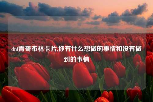 dnf青哥布林卡片,你有什么想做的事情和没有做到的事情