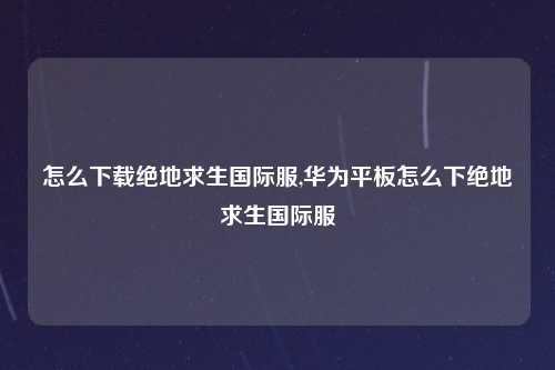 怎么下载绝地求生国际服,华为平板怎么下绝地求生国际服