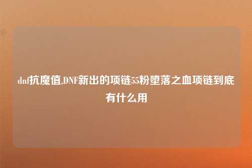 dnf抗魔值,DNF新出的项链55粉堕落之血项链到底有什么用