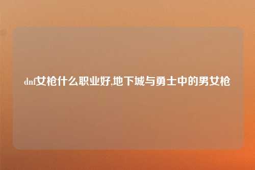 dnf女枪什么职业好,地下城与勇士中的男女枪