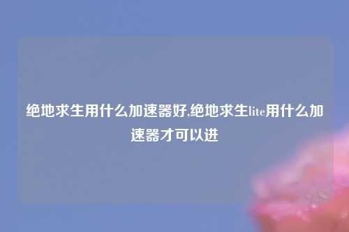 绝地求生用什么加速器好,绝地求生lite用什么加速器才可以进