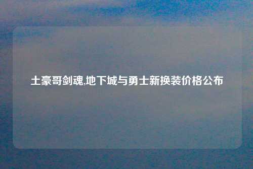 土豪哥剑魂,地下城与勇士新换装价格公布