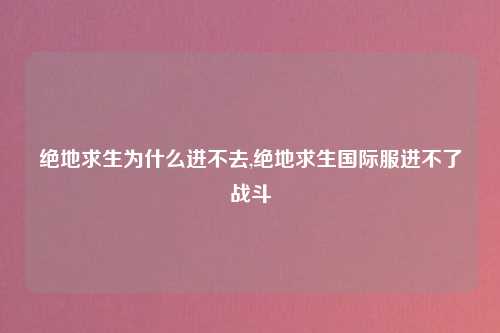 绝地求生为什么进不去,绝地求生国际服进不了战斗