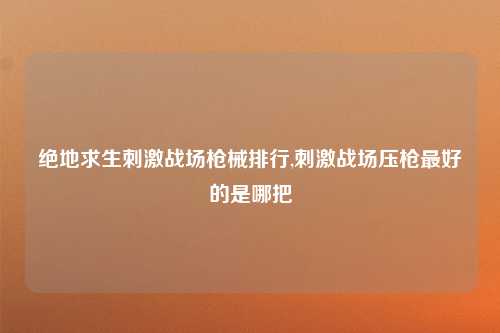 绝地求生刺激战场枪械排行,刺激战场压枪最好的是哪把