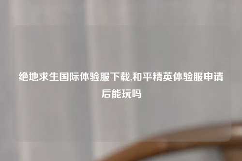 绝地求生国际体验服下载,和平精英体验服申请后能玩吗
