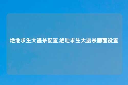 绝地求生大逃杀配置,绝地求生大逃杀画面设置