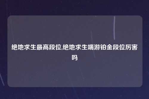 绝地求生最高段位,绝地求生端游铂金段位厉害吗