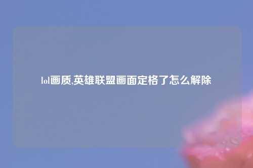 lol画质,英雄联盟画面定格了怎么解除