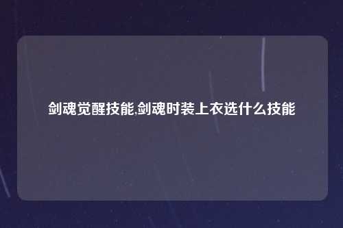 剑魂觉醒技能,剑魂时装上衣选什么技能