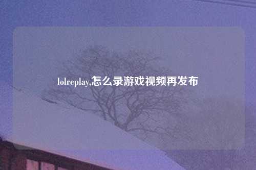 lolreplay,怎么录游戏视频再发布