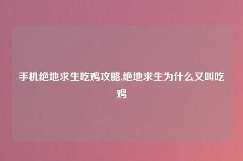 手机绝地求生吃鸡攻略,绝地求生为什么又叫吃鸡