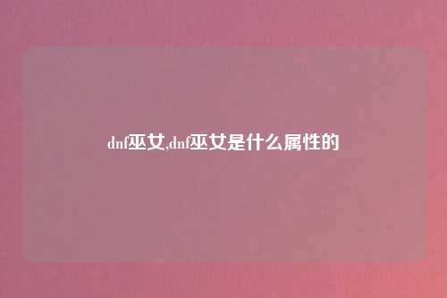 dnf巫女,dnf巫女是什么属性的