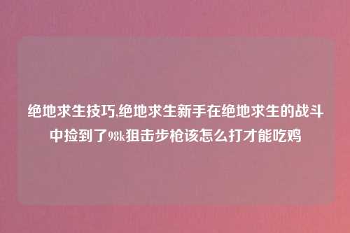 绝地求生技巧,绝地求生新手在绝地求生的战斗中捡到了98k狙击步枪该怎么打才能吃鸡