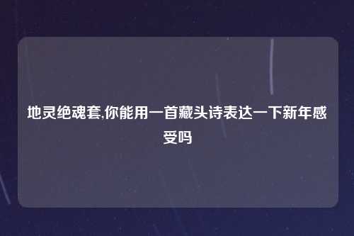 地灵绝魂套,你能用一首藏头诗表达一下新年感受吗