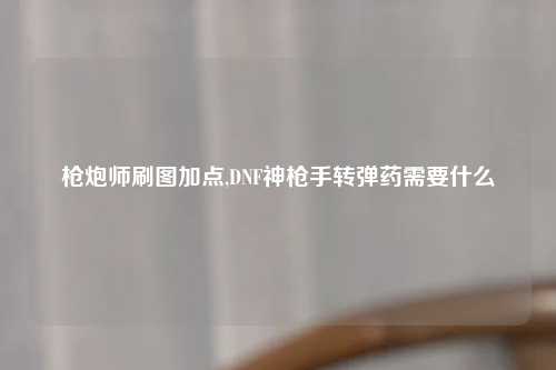 枪炮师刷图加点,DNF神枪手转弹药需要什么