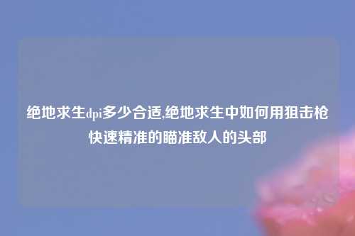 绝地求生dpi多少合适,绝地求生中如何用狙击枪快速精准的瞄准敌人的头部