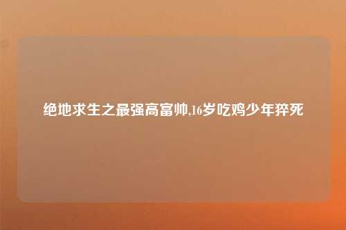 绝地求生之最强高富帅,16岁吃鸡少年猝死