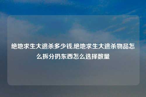 绝地求生大逃杀多少钱,绝地求生大逃杀物品怎么拆分扔东西怎么选择数量