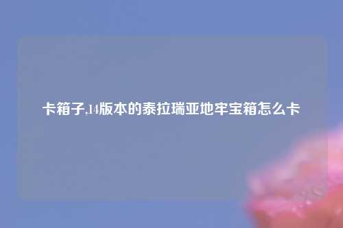 卡箱子,14版本的泰拉瑞亚地牢宝箱怎么卡