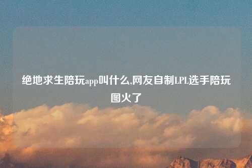绝地求生陪玩app叫什么,网友自制LPL选手陪玩图火了