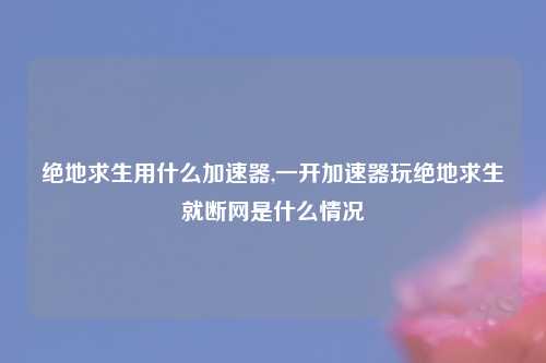 绝地求生用什么加速器,一开加速器玩绝地求生就断网是什么情况