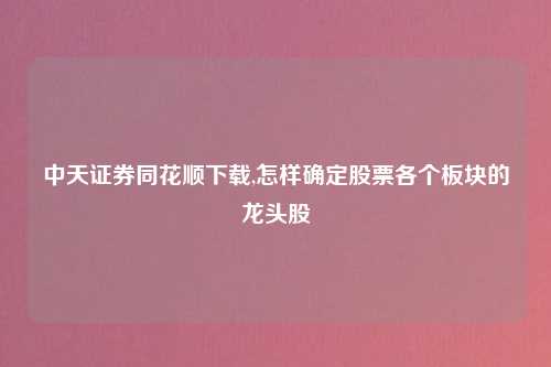 中天证券同花顺下载,怎样确定股票各个板块的龙头股