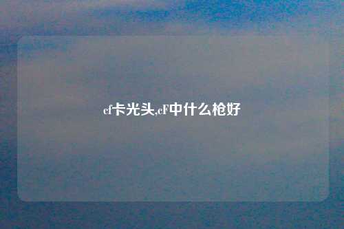cf卡光头,cF中什么枪好