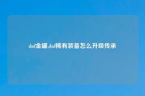 dnf金罐,dnf稀有装备怎么升级传承